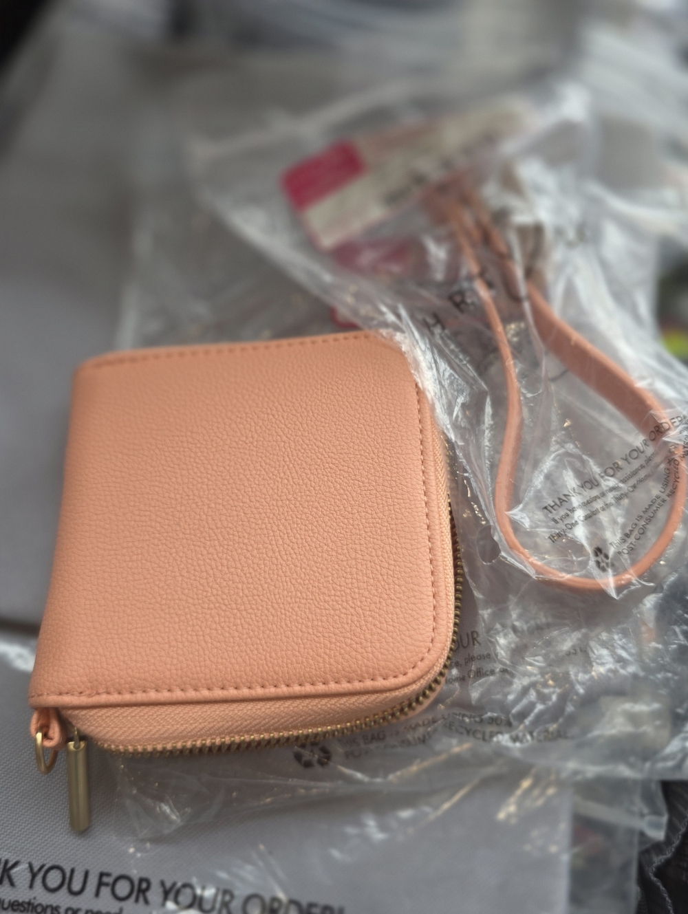 light Coral Mini All About The Benjamins Wallet with wristlet